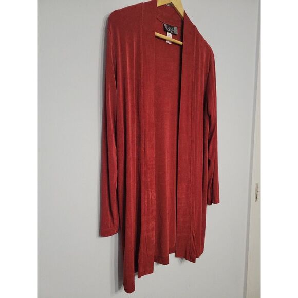 Slinky Brand Women's Cardigan Size Small Deep Red Acetate VTG - Picture 2 of 5